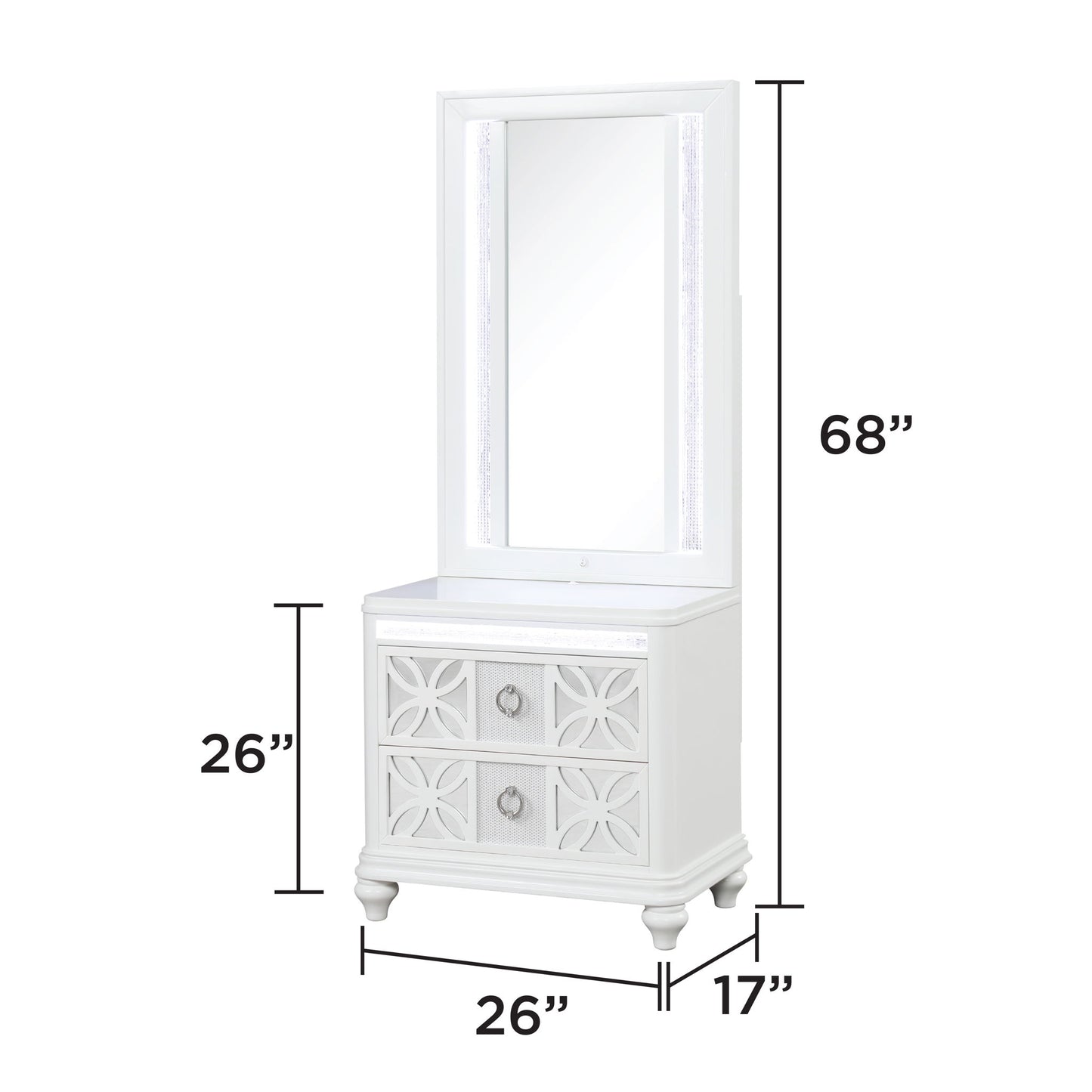 Abigale - Nightstand With Mirror Top, LED Lighting (Includes Mirror And Nightstand) - White