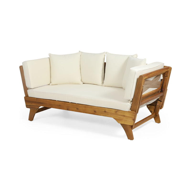 Outdoor Acacia Wood Expandable Daybed With Cushions