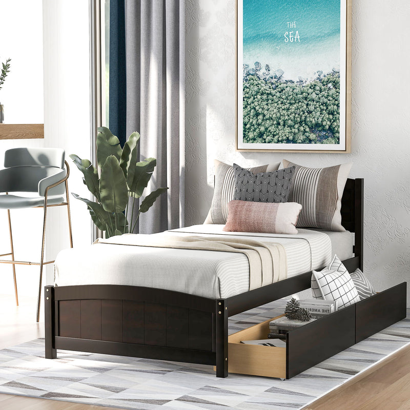 Platform Bed & Headboard, Footboard And Wood Slat Support