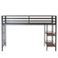 Adam - Twin Loft Bunk Bed With Cinnamon Wood Shelf - Black