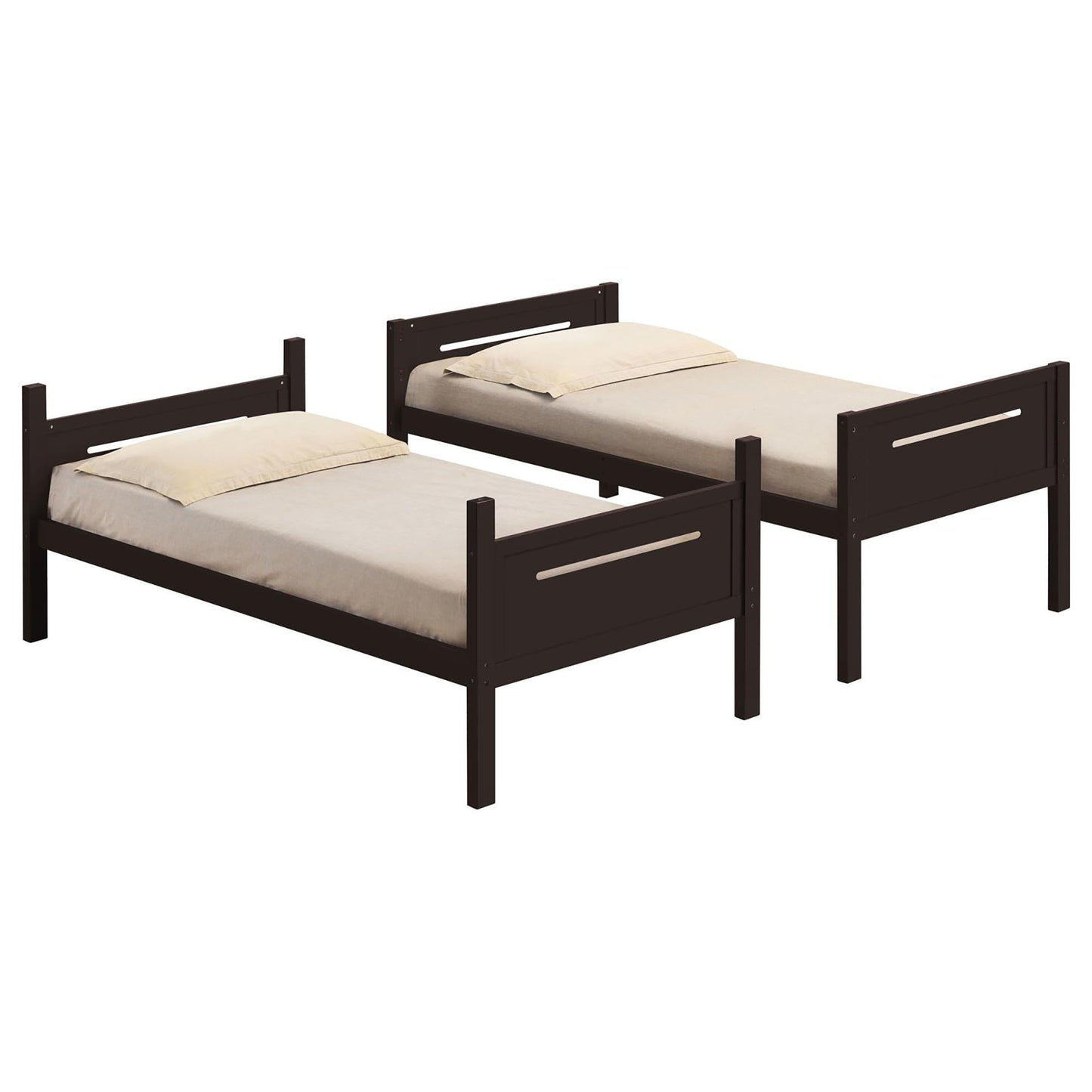 Bunk Bed With Built In Ladder, Safety Guardrails And Angled Access Step
