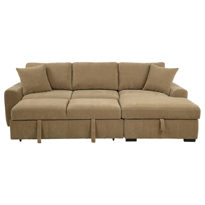 Logan - Sleeper Sectional Sofa With Right Arm Chaise - Camel