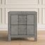 Modern 2 Drawer Nightstand In Gray Finish With Silver Metal Handles, Contemporary Bedside Table With Smooth Glide Drawers