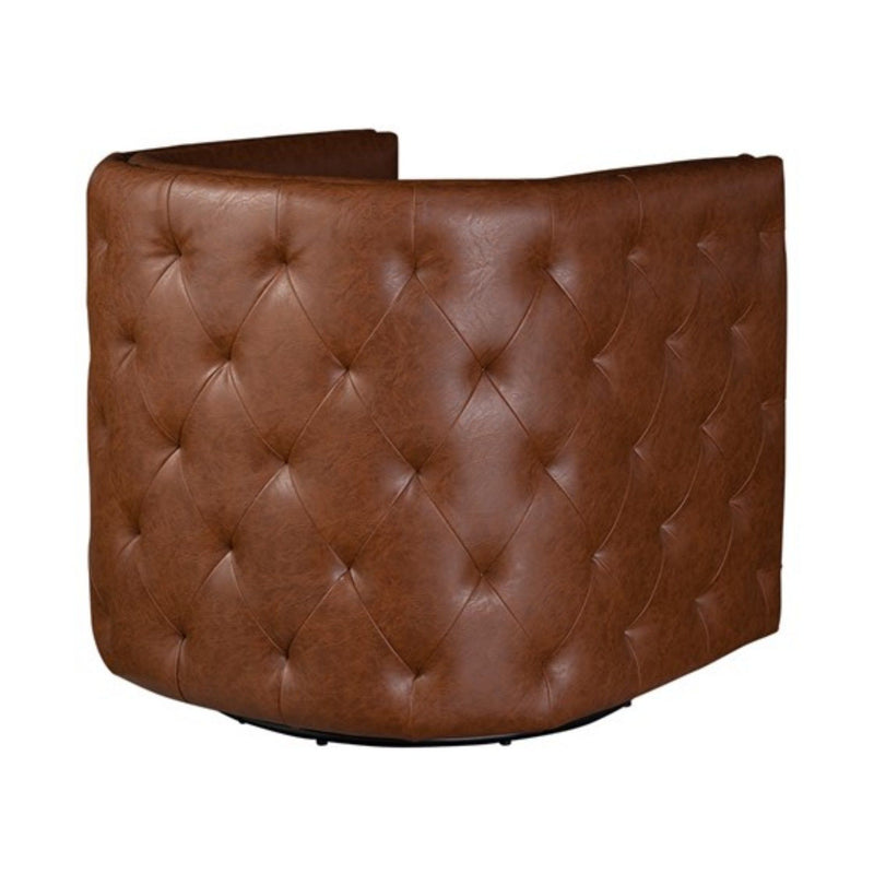 Swivel Chair With Tufted Barrel Design And Nailhead Accents