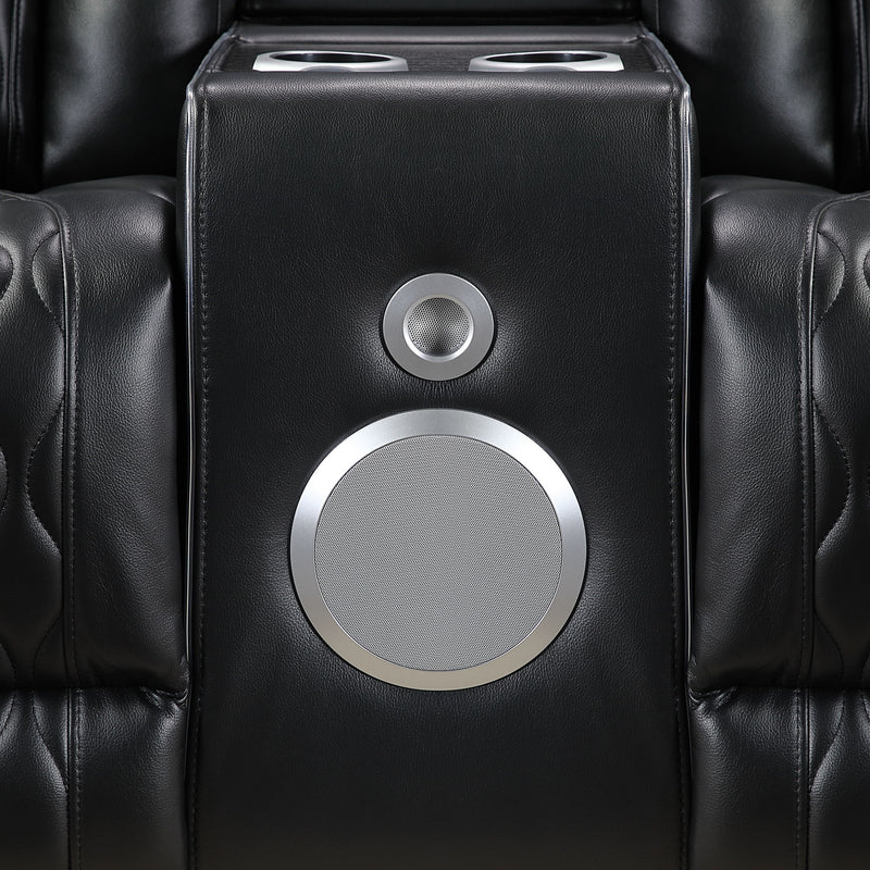 Electra - Power Reclining Loveseat With Power Headrests, Console, Speakers, Massage, LED Lighting And USB Control