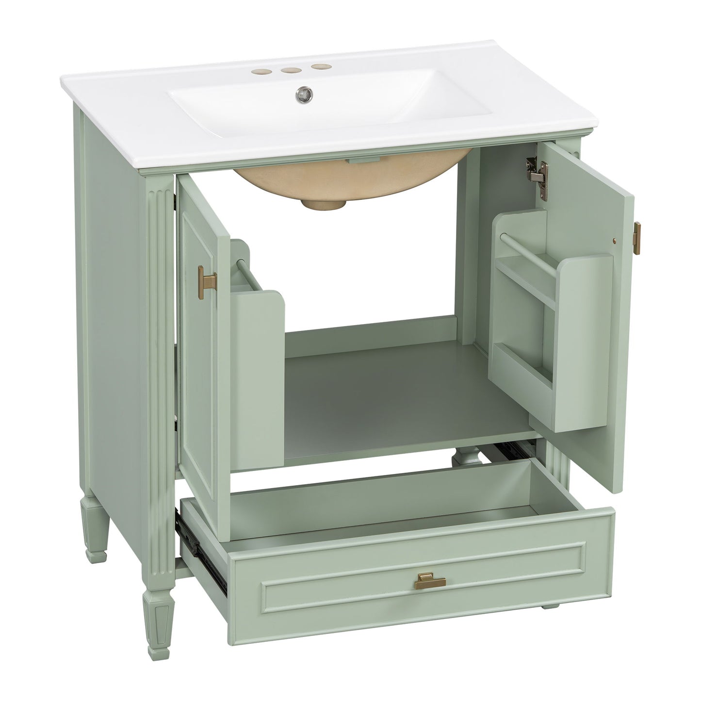 Freestanding Vanity With 1 Drawer & 2 Soft Close Doors With Door Mounted Storage