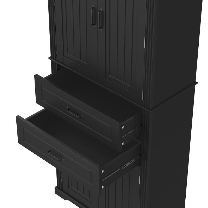 Multi Functional Storage Cabinet With Adjustable Shelves, 2 Drawers, Door Shelves