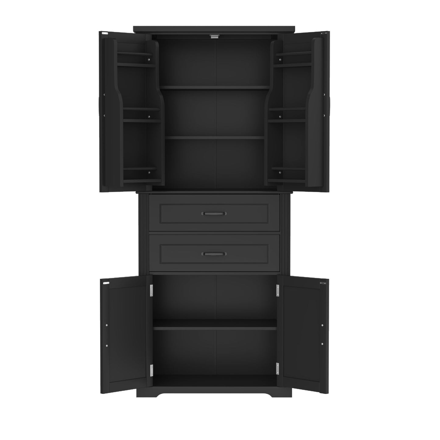 Multi Functional Storage Cabinet With Adjustable Shelves, 2 Drawers, Door Shelves