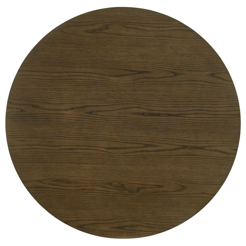 Crispin - Round Dining Table With Shelf - Brown