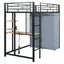 Loft Bed With Desk, Shelves, Power Outlet, LED Light And Wardrobe