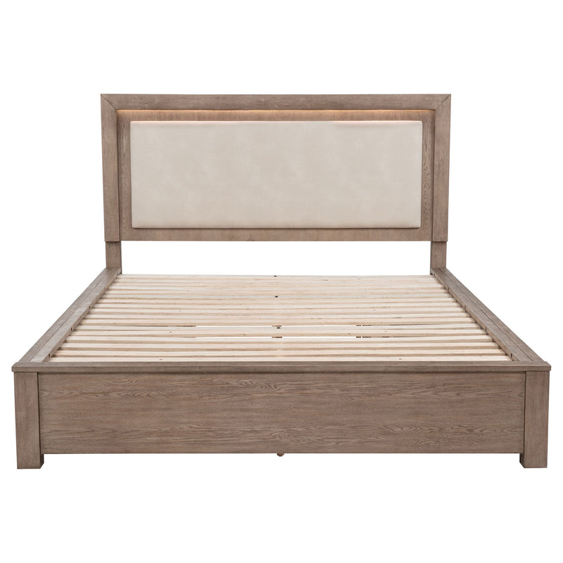 Gibbons - Cama con almacenaje y cabecero tapizado con luces LED