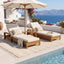 Chaise Lounge Set With 4 Fold Cushion And Built In Headrest, 3 Position Adjustable, For Patio Pool - Cream / Teak