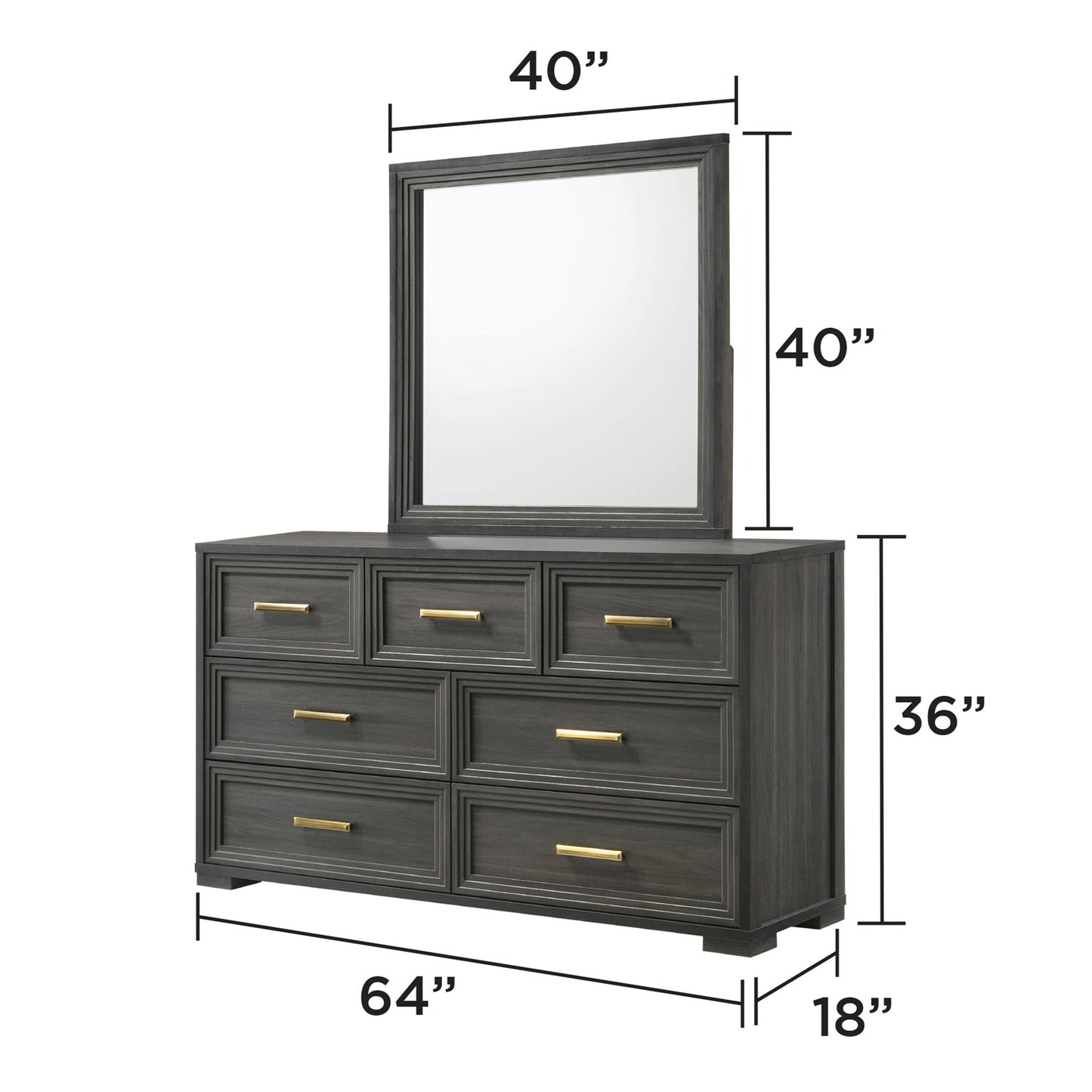 Colorado - Square Mirror (Dresser Not Included) - Charcoal