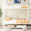Metal Bunk Bed With Shelf And Guardrails