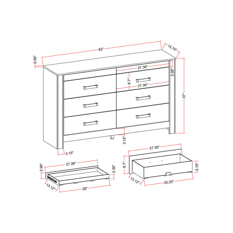 Lorenzo - Dresser With Hidden Jewelry Compartment And Bar Handles In - Silver
