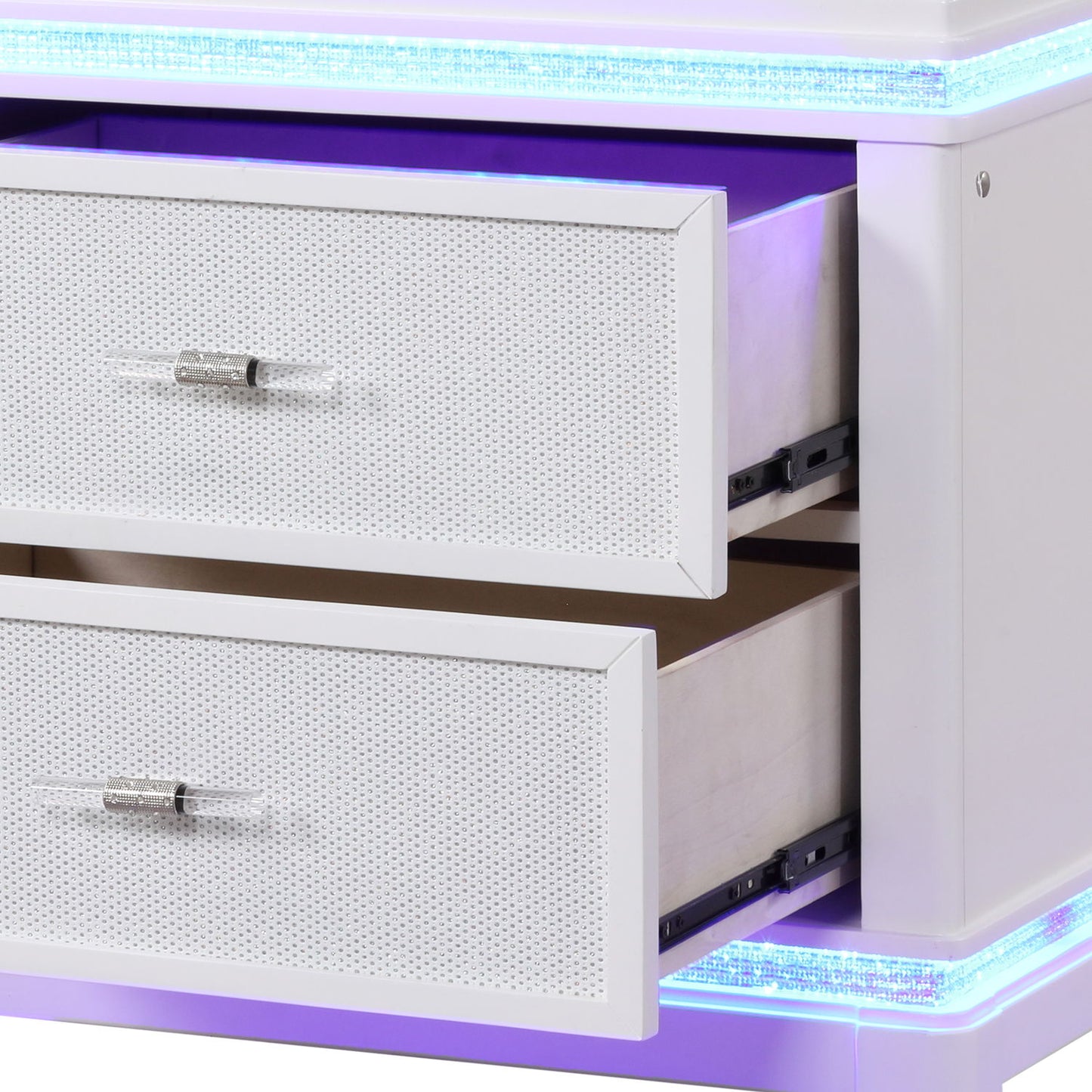 Opium - 2 Drawer Nightstand With LED Lights - White