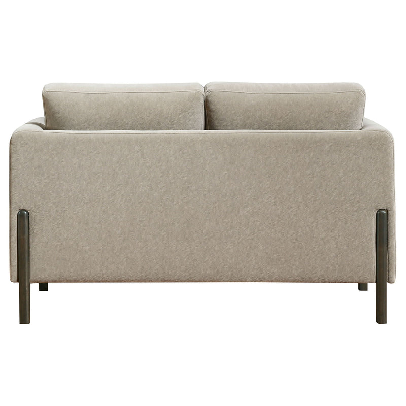 Fisher - Upholstered Panel Arm Loveseat - Taupe