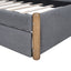 Upholstered Platform Bed With Wood Supporting Feet And Trundle