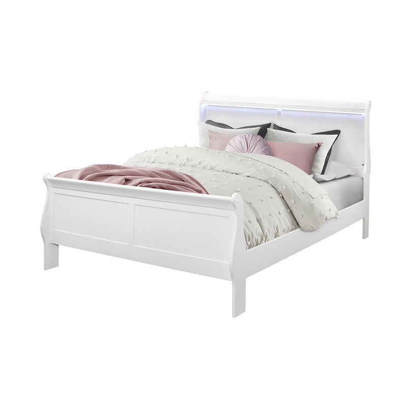 Charlston - Modern Sleigh Design Bed With LED
