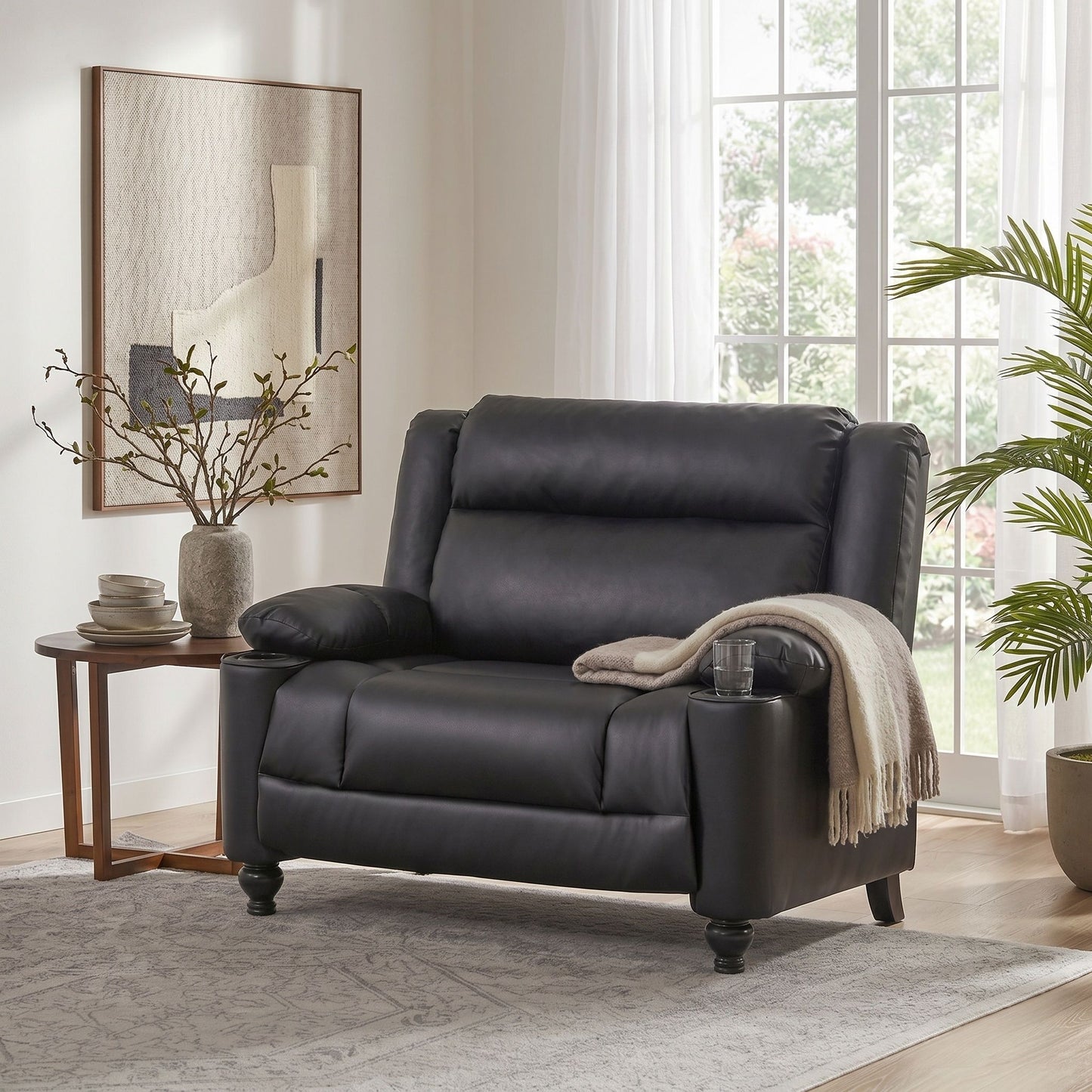Tufted Design Wide Manual Recliner Chair