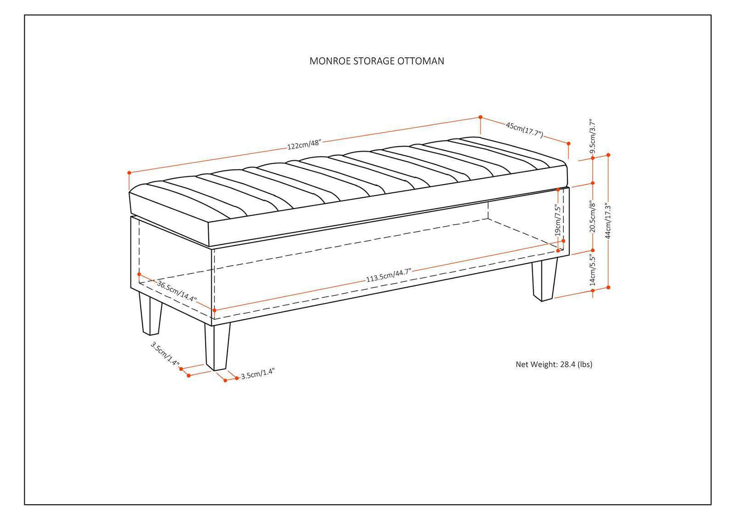 Monroe - Upholstered Storage Ottoman