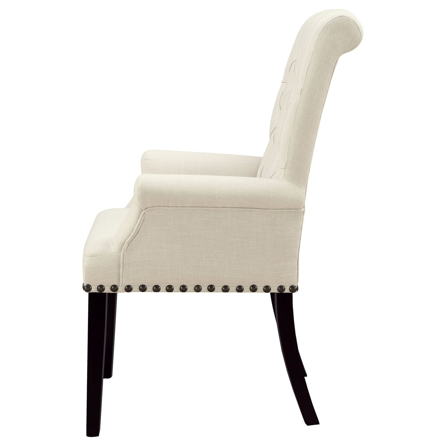 Vaughn - Upholstered Dining Chair With Tapered Legs And Nailhead Trim - Beige