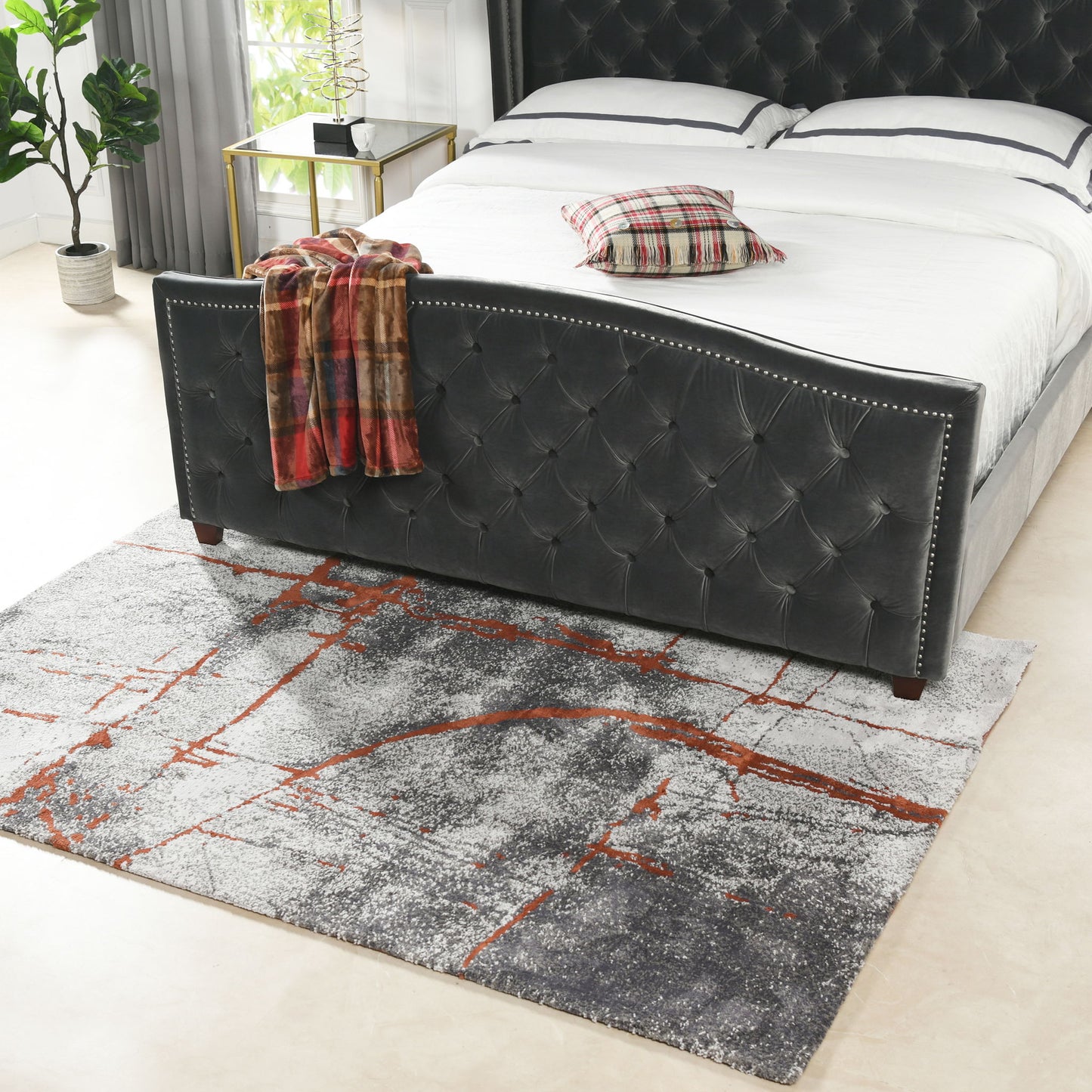 Quarry - 5' X 6.5' Abstract Area Rug - Gray / Orange
