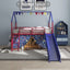 Jack - House Loft Bed With Slide And Curtain Set