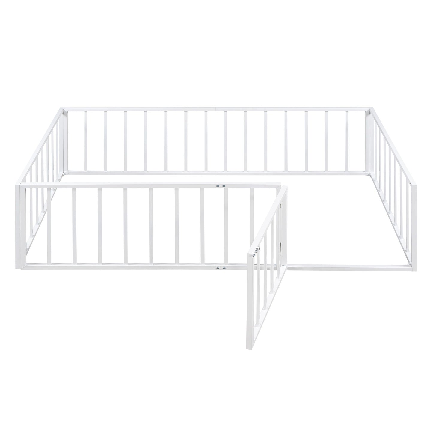 Metal Floor Bed Frame With Fence And Door