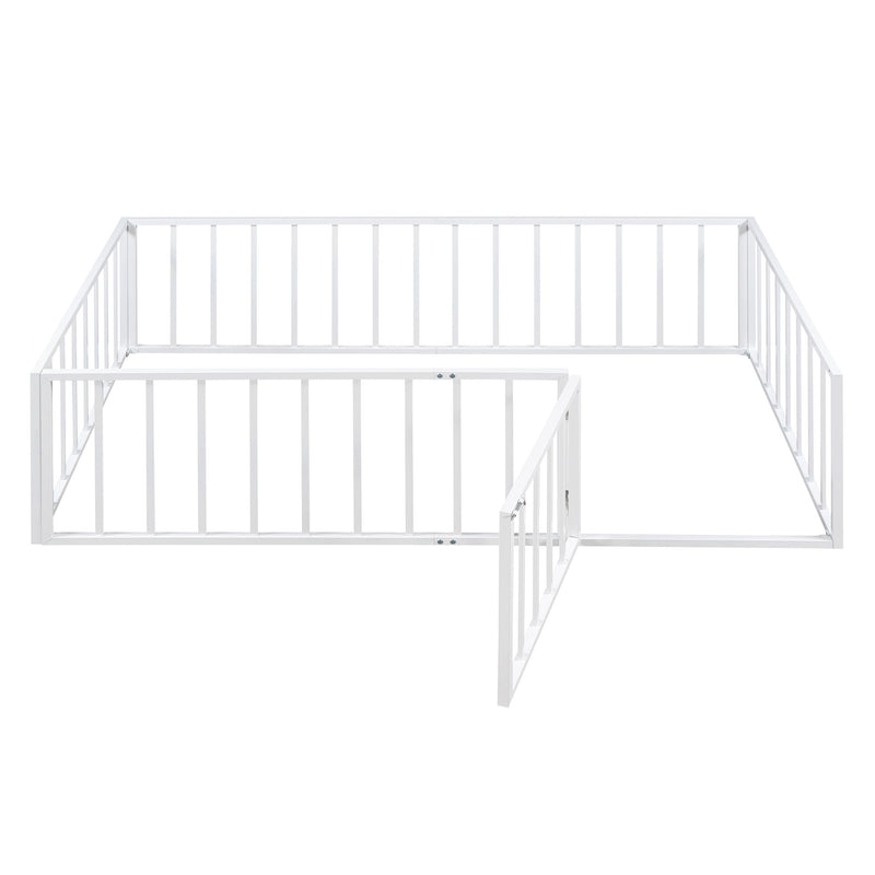 Metal Floor Bed Frame With Fence And Door