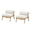 La Fiora - Outdoor Patio Iron Club Chair (Set of 2) - Off White / Teak