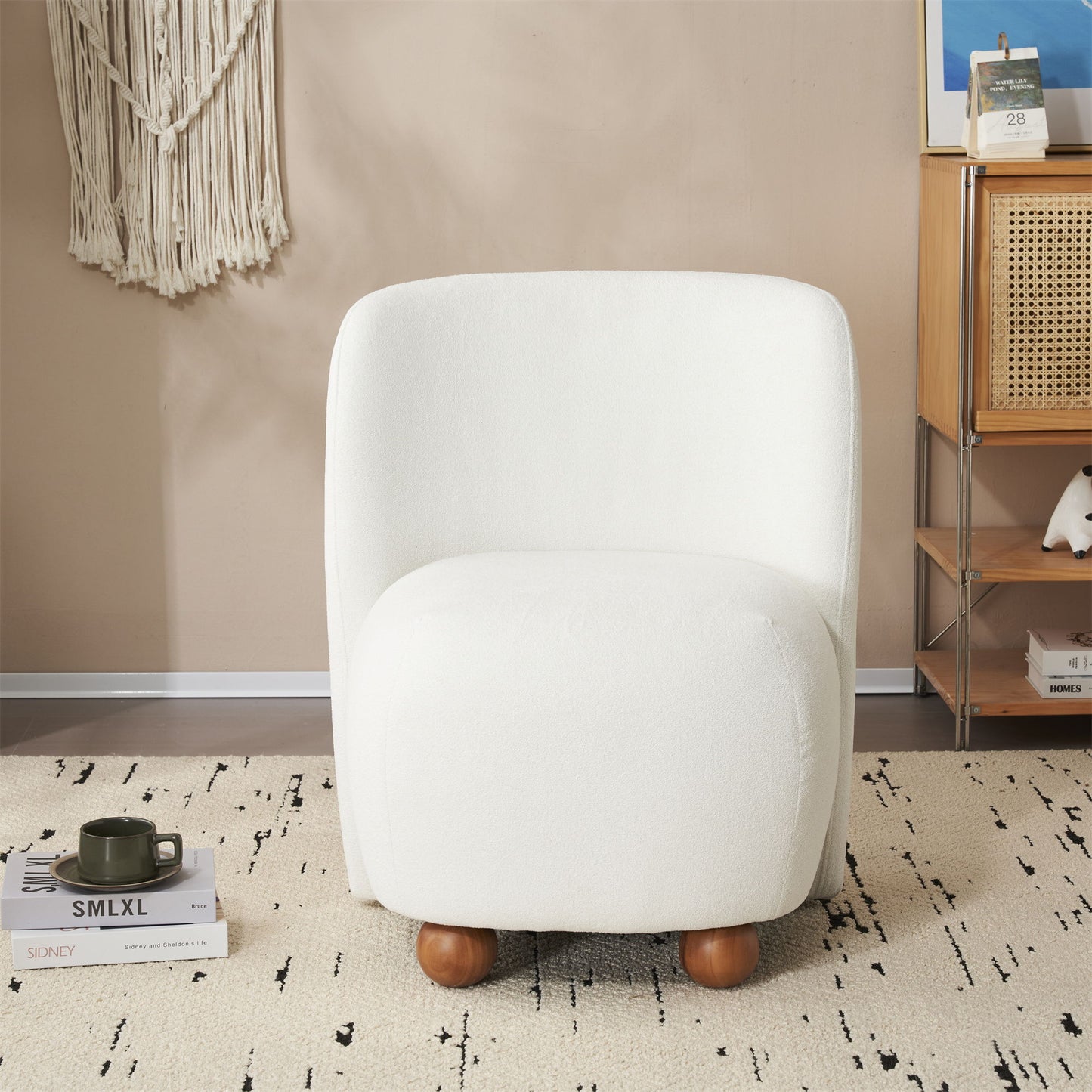 Modern Low Back Accent Upholstered Armless Living Room Chairs, Round Feet