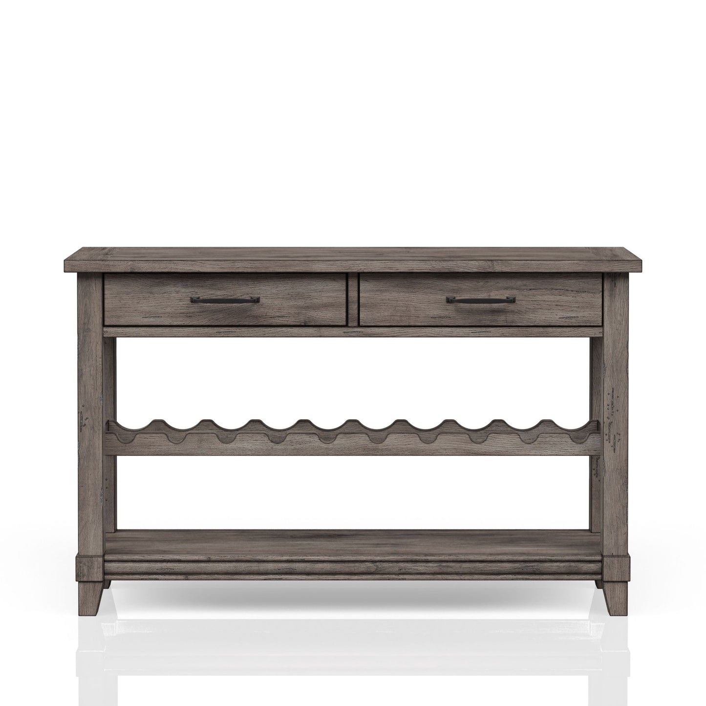 Console Table With Wine Bottle Storage Storage Drawers - Gray