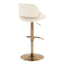 Fabrico - Contemporary Adjustable Barstool With Swivel With Rounded T Footrest (Set of 2) - Gold / Cream
