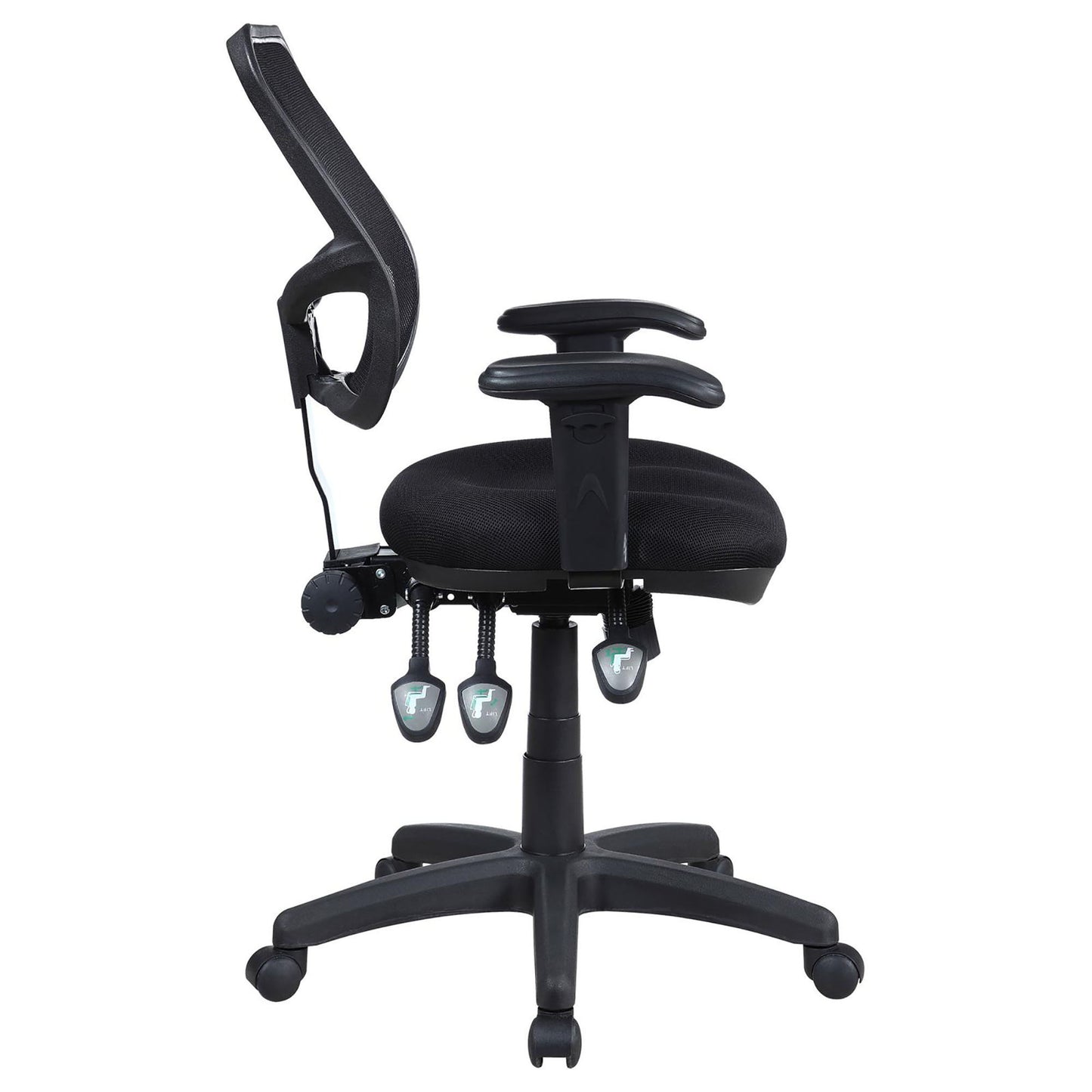 Swivel Office Chair Armrests Ergonomic Design, Adjustable Height And Tilt - Black