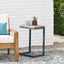 C Shaped End Table With Iron Base And Fir Wood To