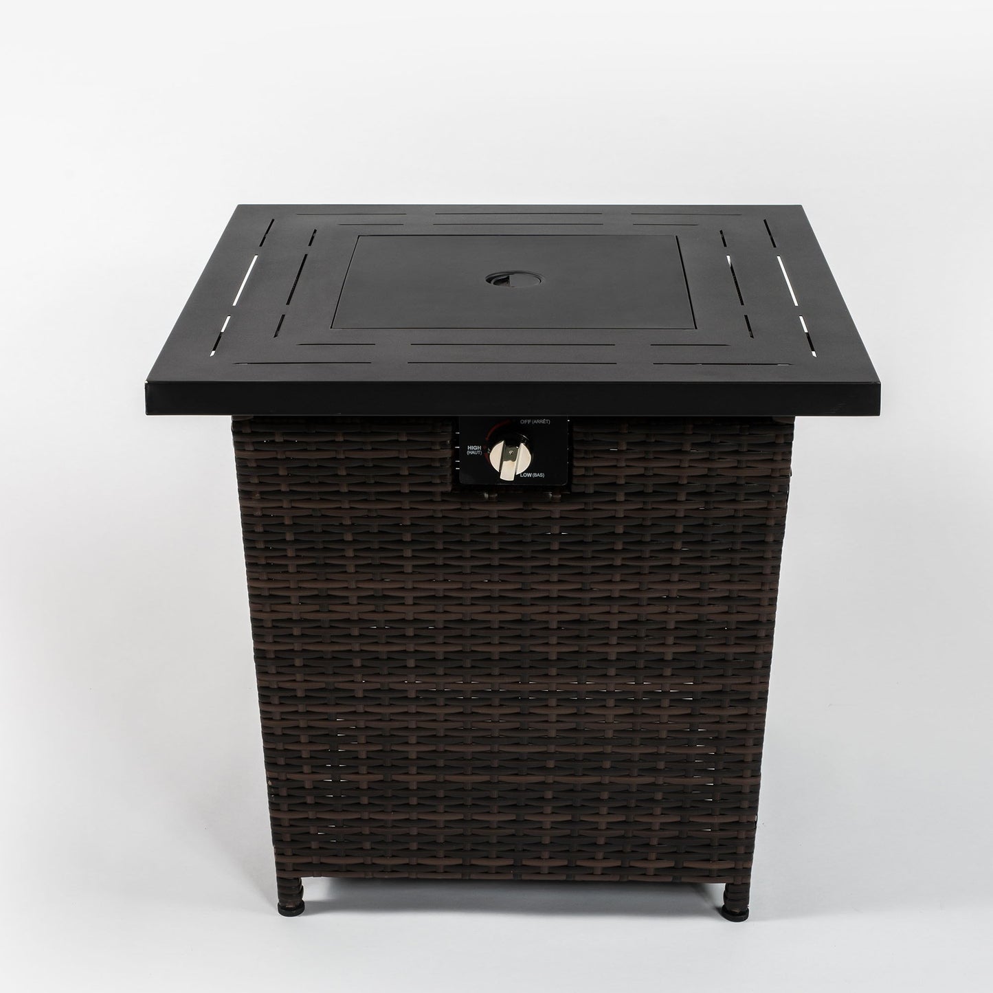 Square Fire Pit Table - Black Brown