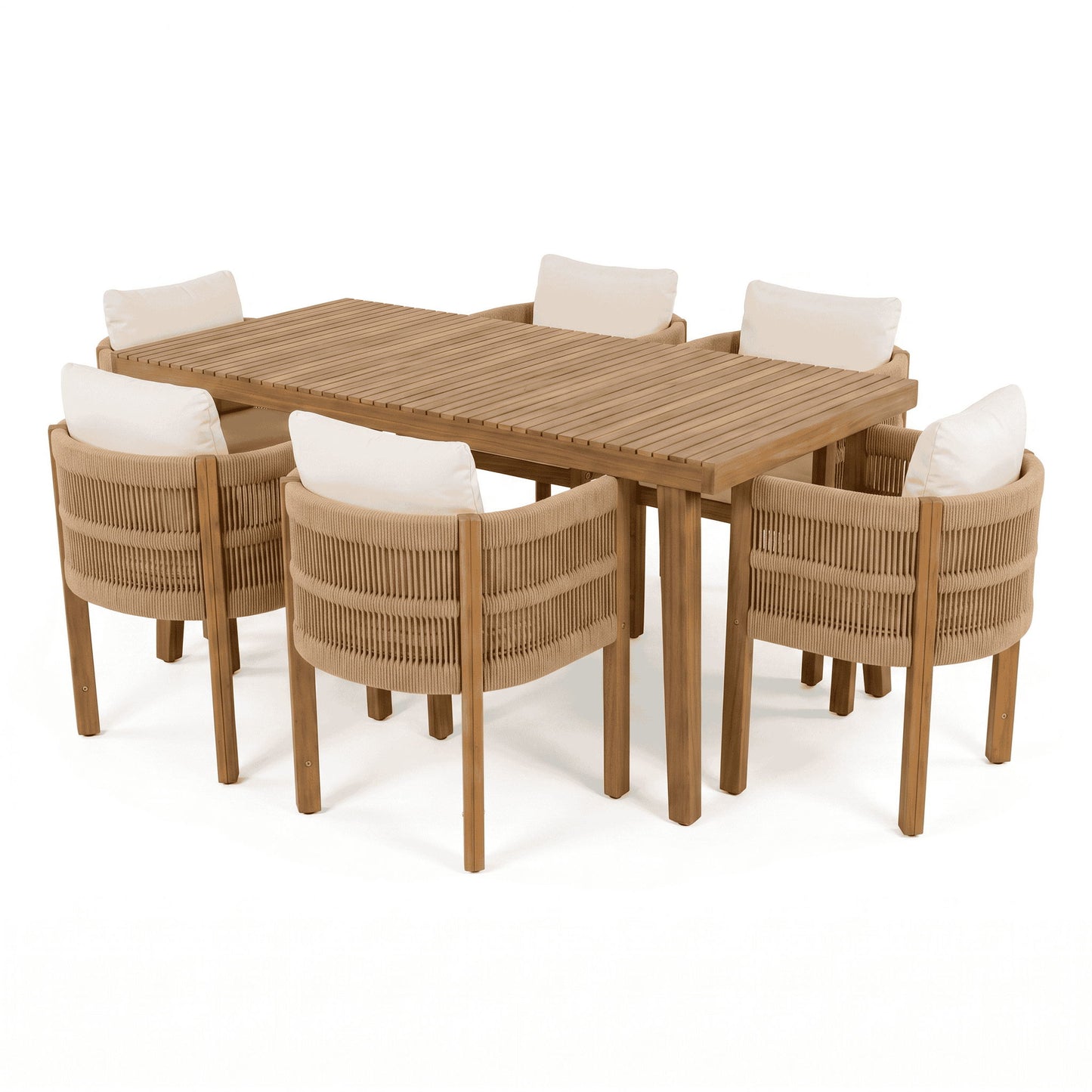 Outdoor Dining Set With Table And Rope Chairs