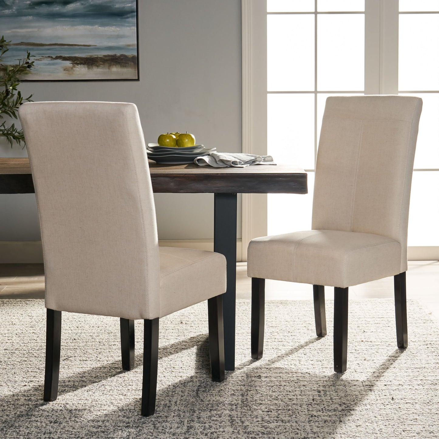 Pertica - Dining Chair Contemporary Design Wood Fabric - Natural