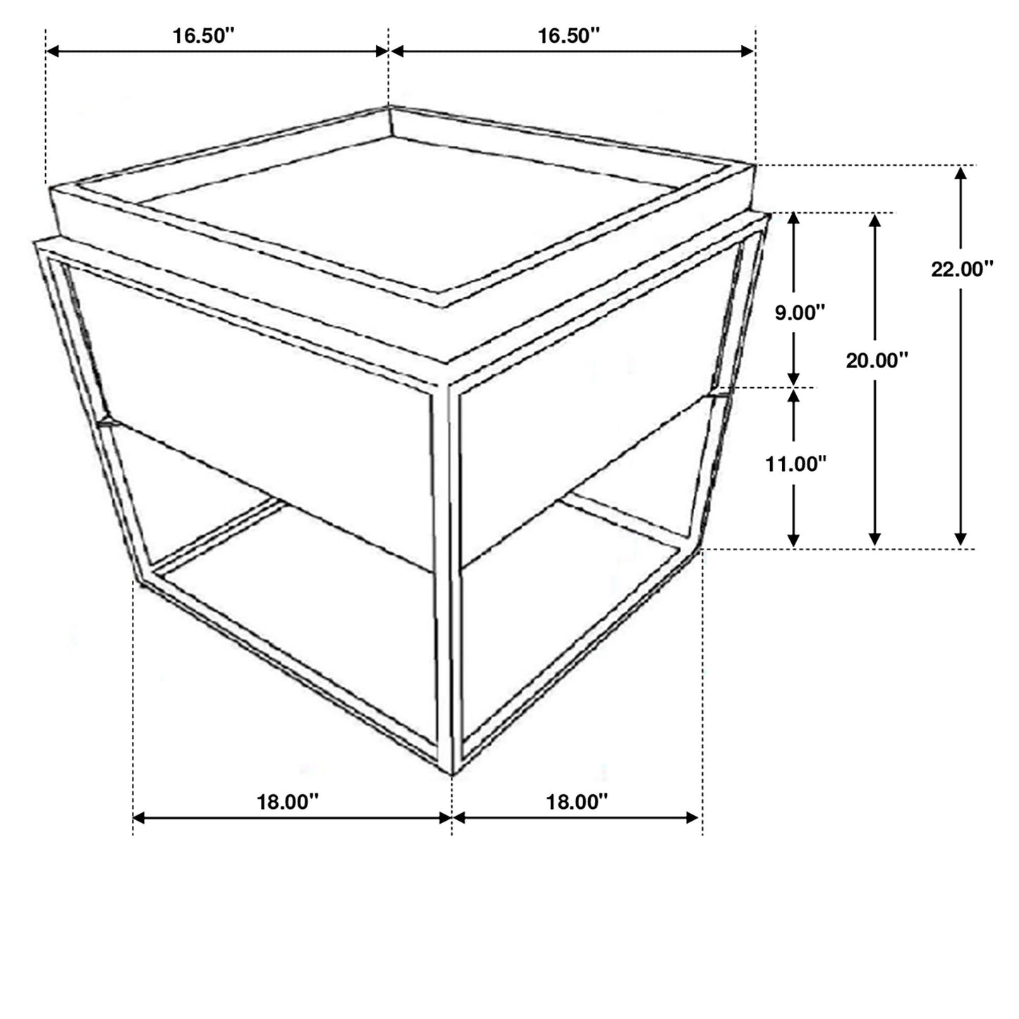 Ondrej - Square Accent Side Table With Removable Tray - Dark Brown