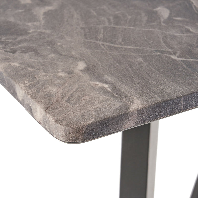 Modern Bar Height Dining Table, Rubberwood Legs And Laminate Table Top, Paladina Marble - Gray / Black