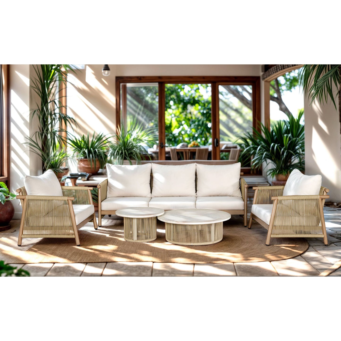 Zira - 5 Piece Patio Sofa Set - Beige