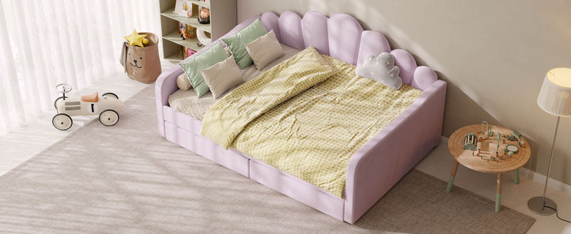Shell Shaped Upholstered Daybed Frame With Slats
