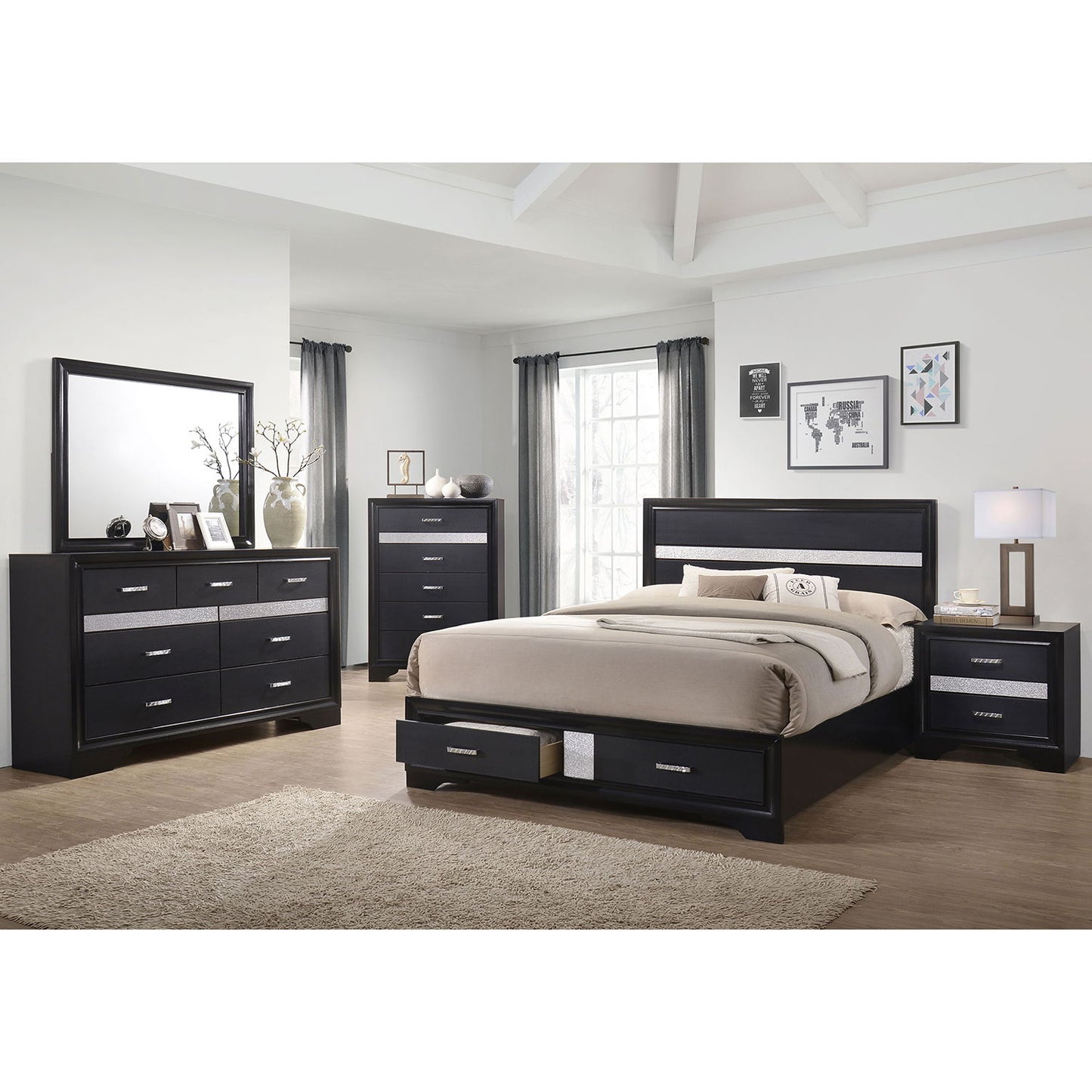Annie - 7 Drawer Dresser With Mirror - Black