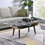 Landon - Coffee Table With Glass Marble Texture Top And Bent Wood Design