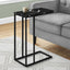 Accent Table, C - Shaped, Marble Look Modern Design - Black