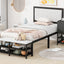 Platform Bed With 2 Tier Storage Shelves, Storage Cabinet
