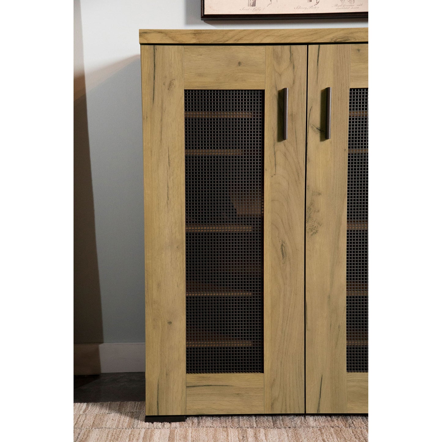 Door Accent Cabinet With Screens - Brown