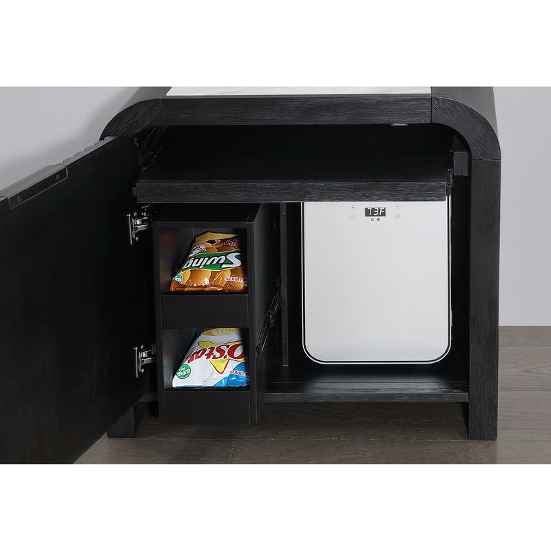 Beverly - Nightstand With Cooler And Speaker, LED Light, Rounded Sides - Black White