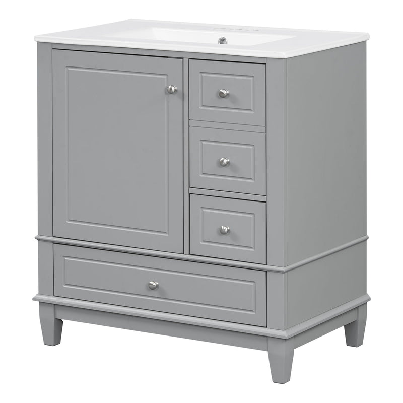Freestanding Bathroom Vanity With Sink, Soft Close Door, 3 Drawers